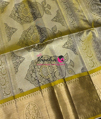 Half Mix - Pure Soft Silk Saree - Vairavoosi Design - Violetish Purple & Lemon Green - VVPSS147
