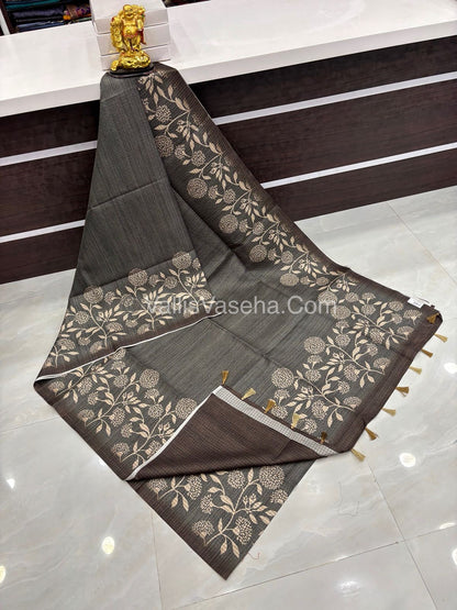 Art Tussar / Art Silk - Grey & Brown Shade - VVATS002