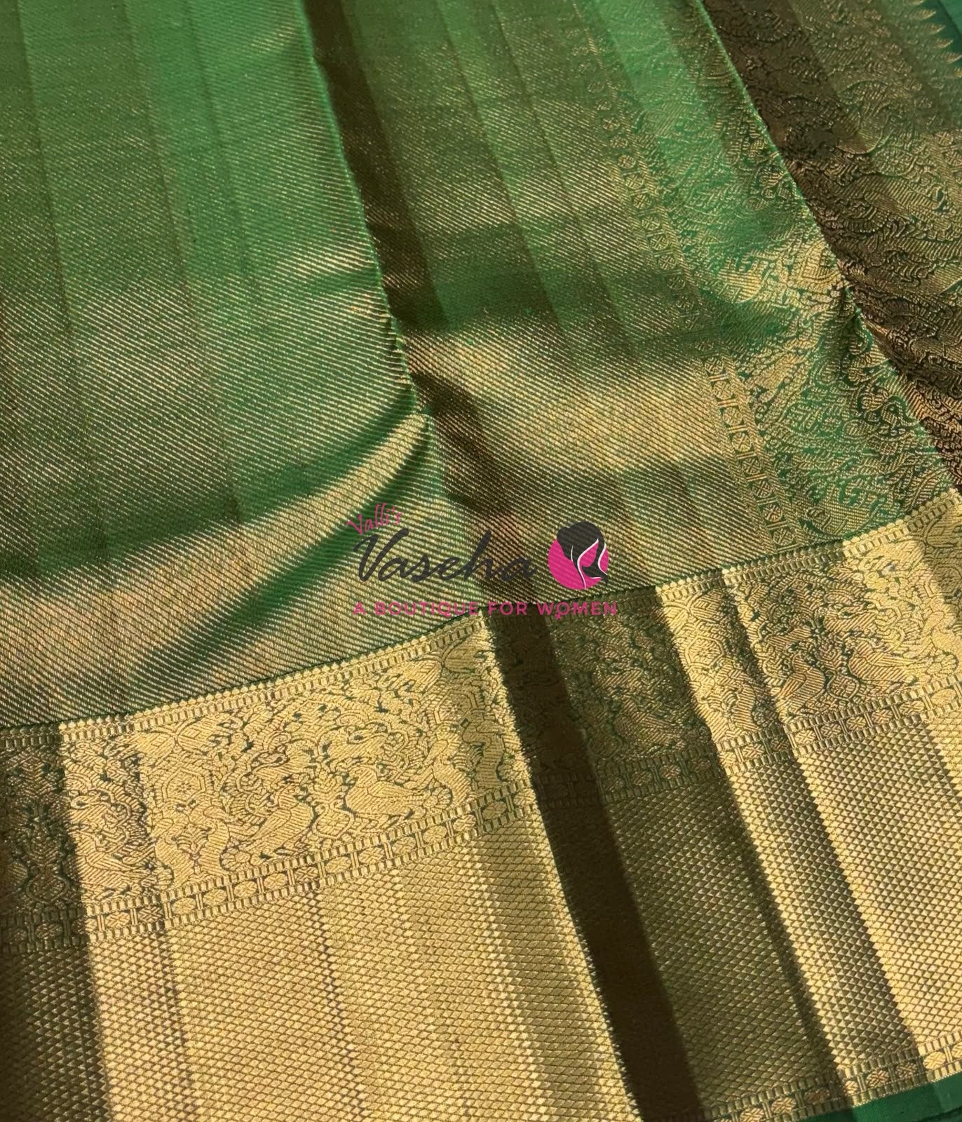 Pure Kanchipuram Silk Saree - Green Shade - VVPS045