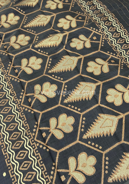 Cherry Tussar - Semi Tussar Silk - Black Shade - VVSTS009