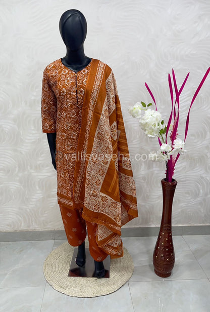 Ready Made - Semi Patiyala 3(pc) Set - Printed Cotton - VVRSP001