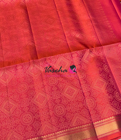Pure Soft Silk Saree  - Peachish Pink  Shade - VVPSS144