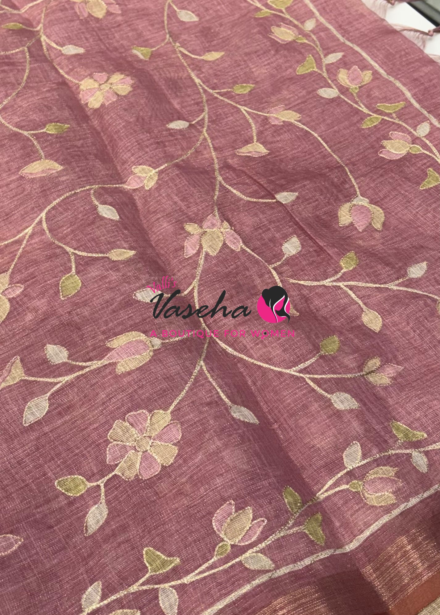 Linen Tissue Saree - Onion Pink Shade - VVLTS003