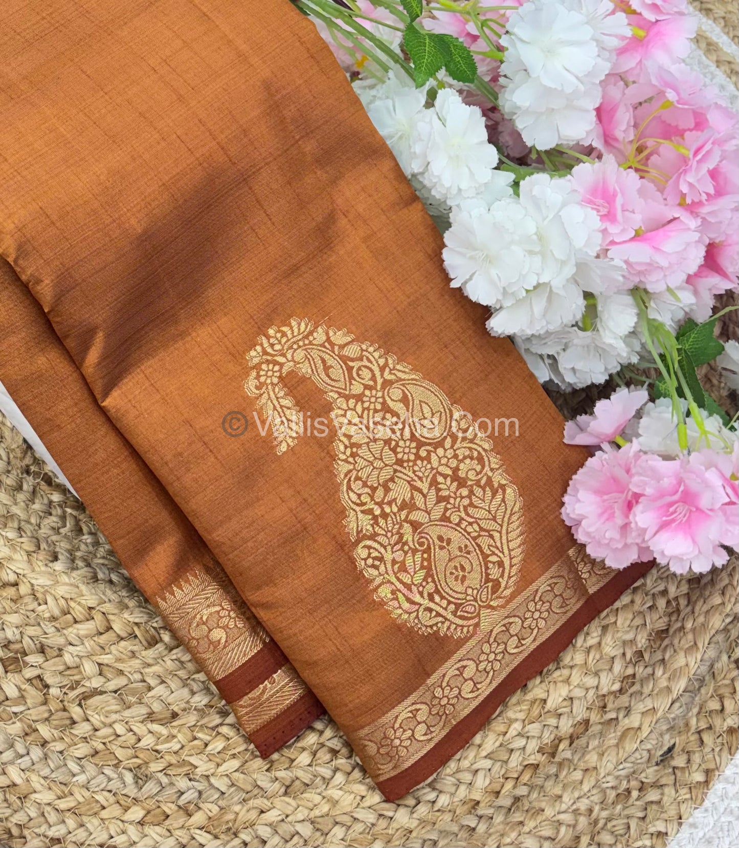 Semi Tussar Silk - Big Mango - Dark Mustard ( Honey) Shade - VVSTS002