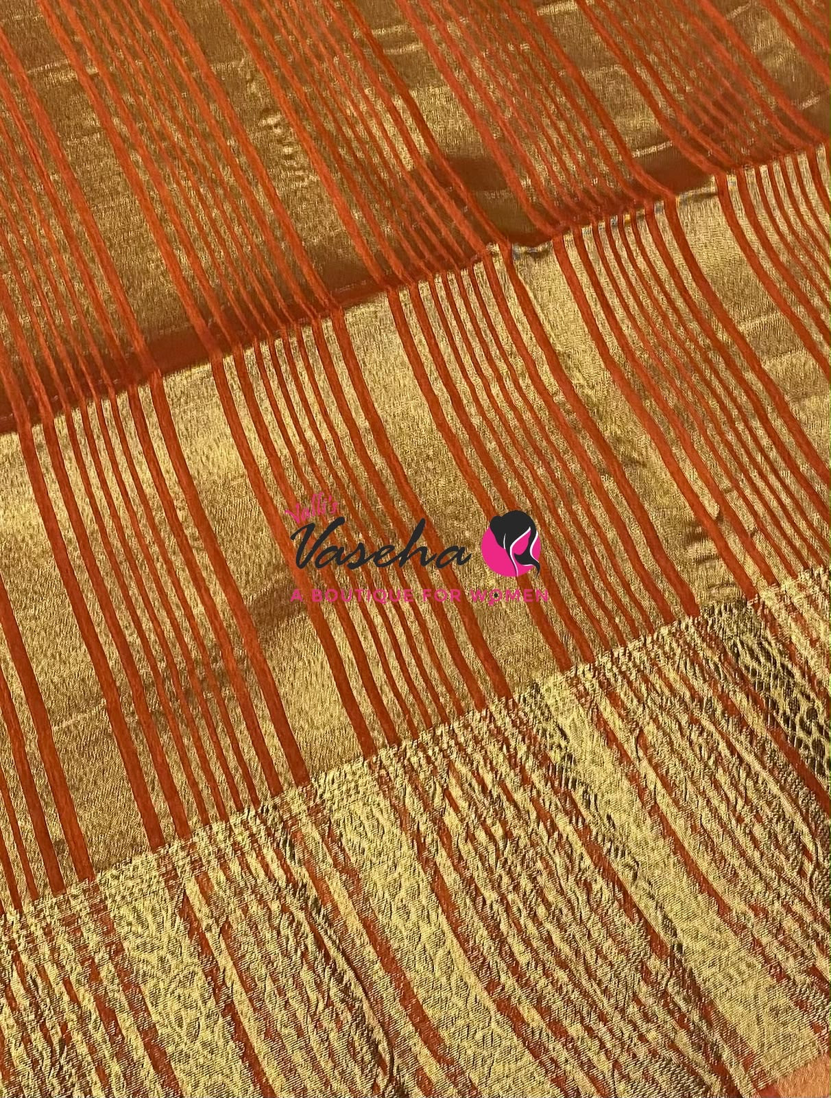 Semi Jute Silk Saree - Wine With Orange Shade- VVSJS001