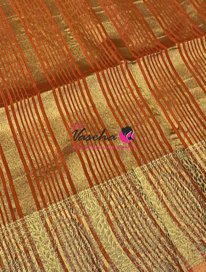 Semi Jute Silk Saree - Wine With Orange Shade- VVSJS001