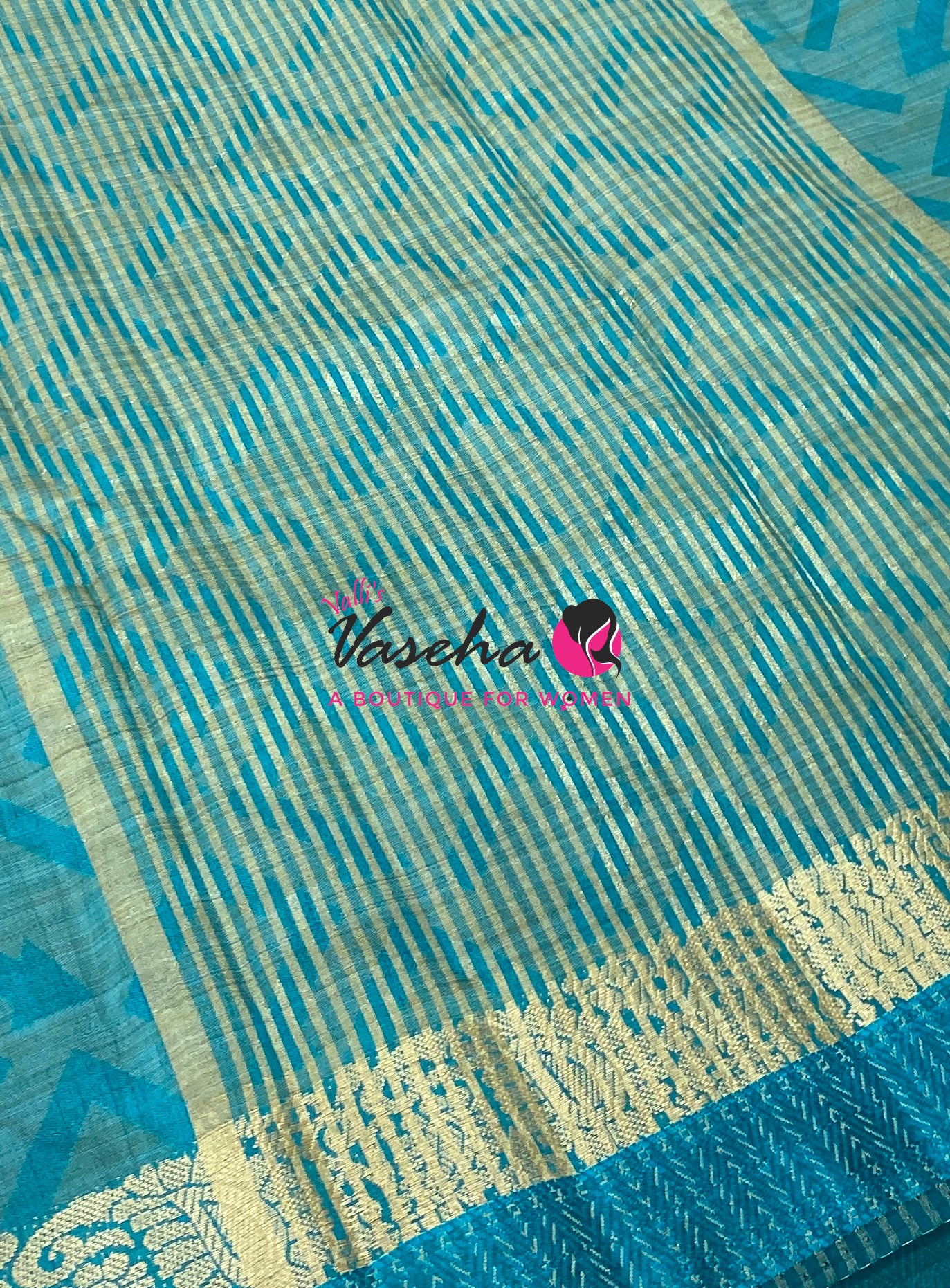 Semi Tussar Silk Saree | Blue Shade |VVSTS059
