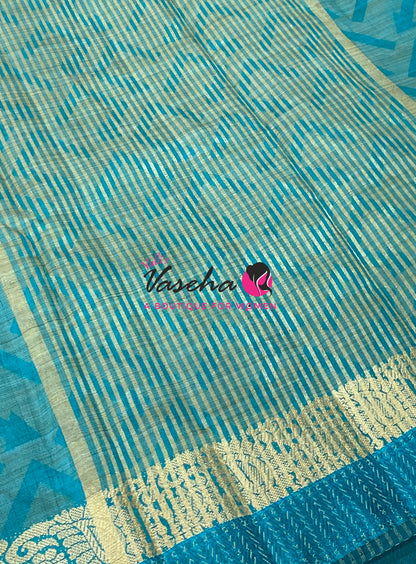 Semi Tussar Silk Saree | Blue Shade |VVSTS059