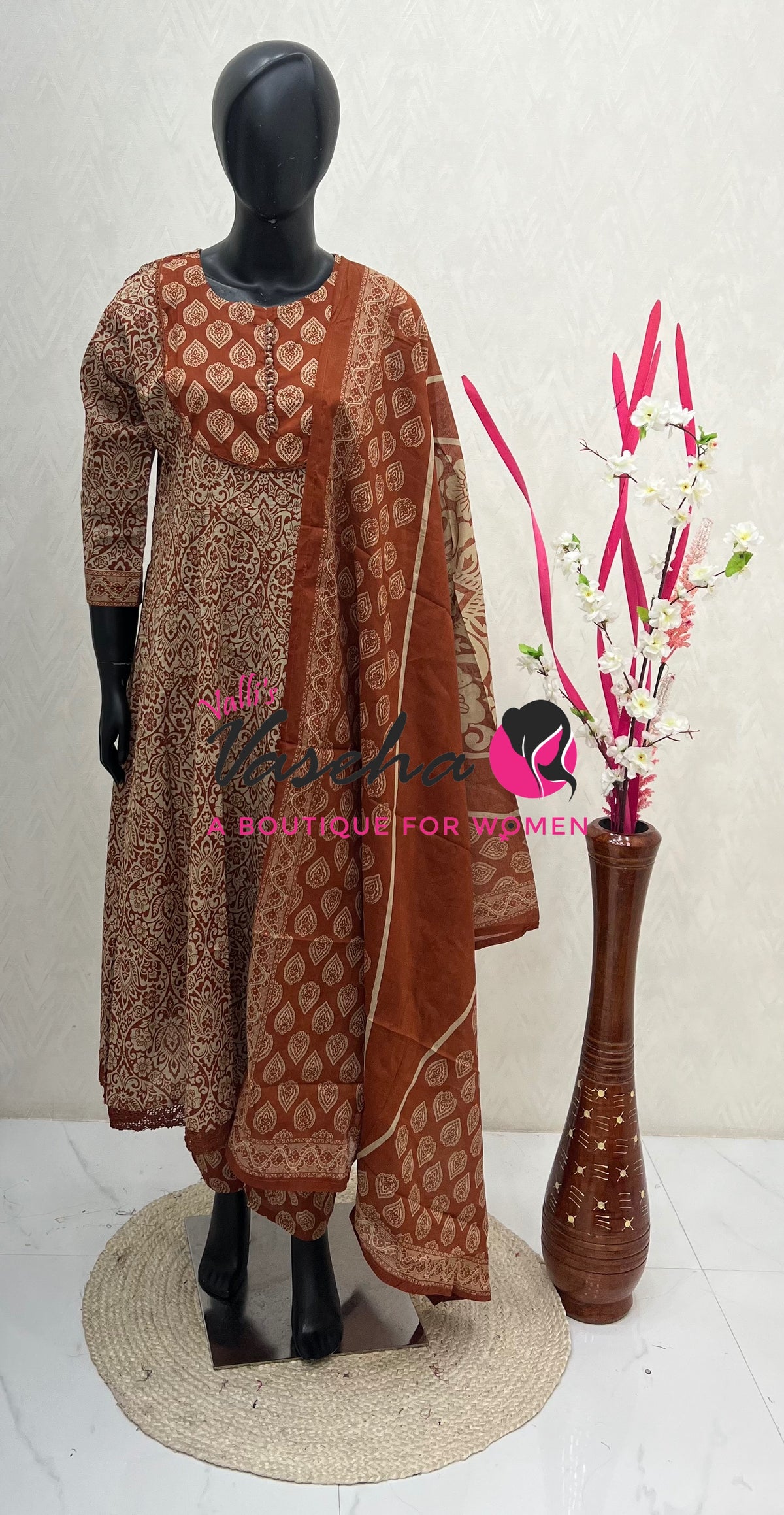 Ready Made | Anarkali Set  |Salwar, Kameez & Duppatta(3pc)|Cotton |VVRMS027