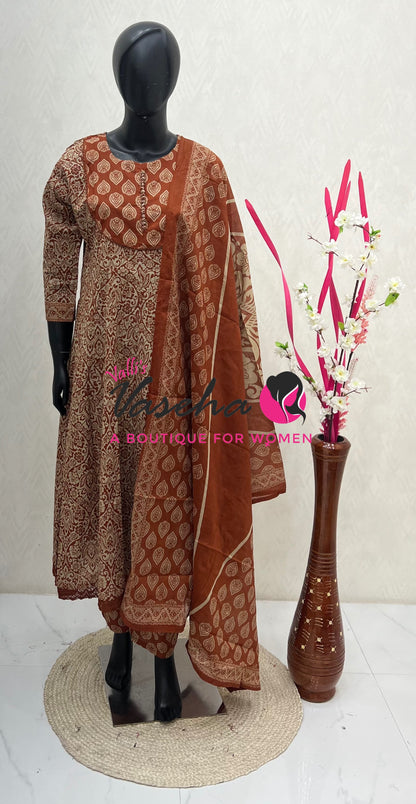 Ready Made | Anarkali Set  |Salwar, Kameez & Duppatta(3pc)|Cotton |VVRMS027