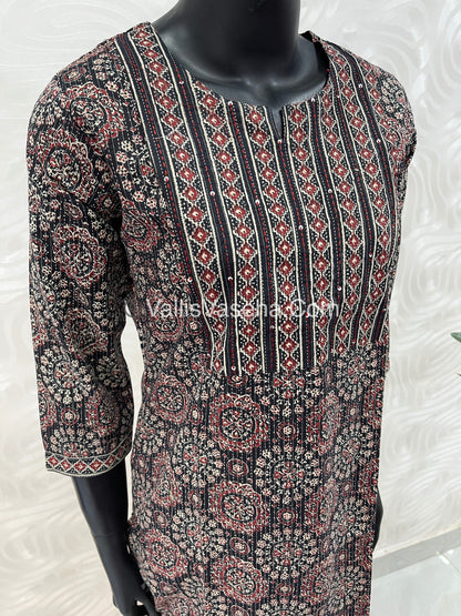 Trendy Printed  Cotton - Co-ord Set - Black Shade - VVRCS001