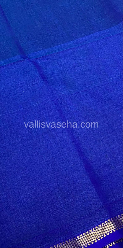 Pure Maheshwari Silk Cotton Saree - Double tone Blue color - VVMSC001