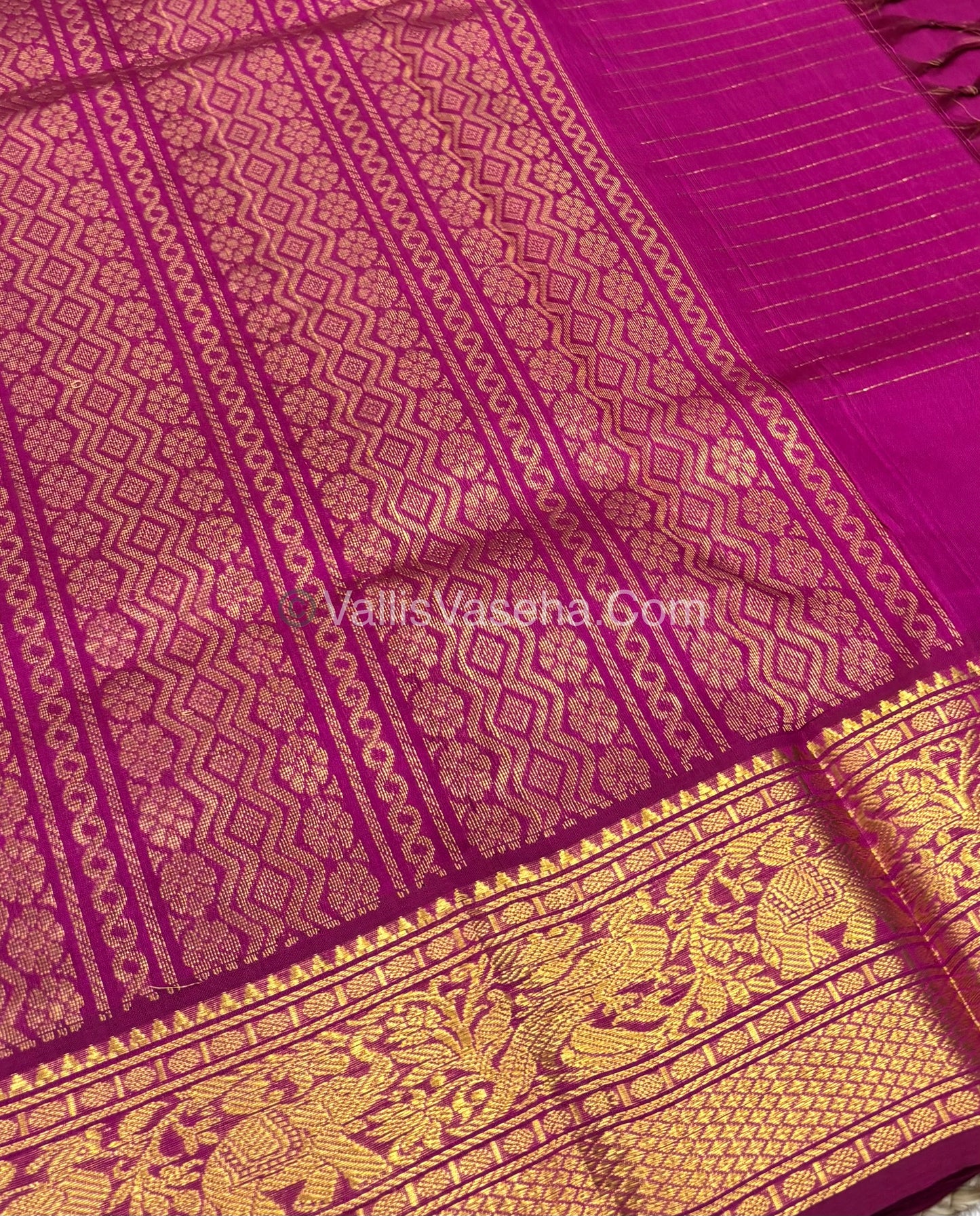 Pure Korvai Silk Cotton - Checks Pattern - Pink Shade  - VVKSC033