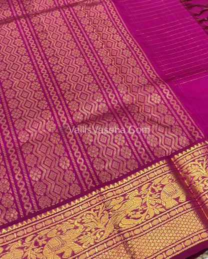 Pure Korvai Silk Cotton - Checks Pattern - Pink Shade  - VVKSC033
