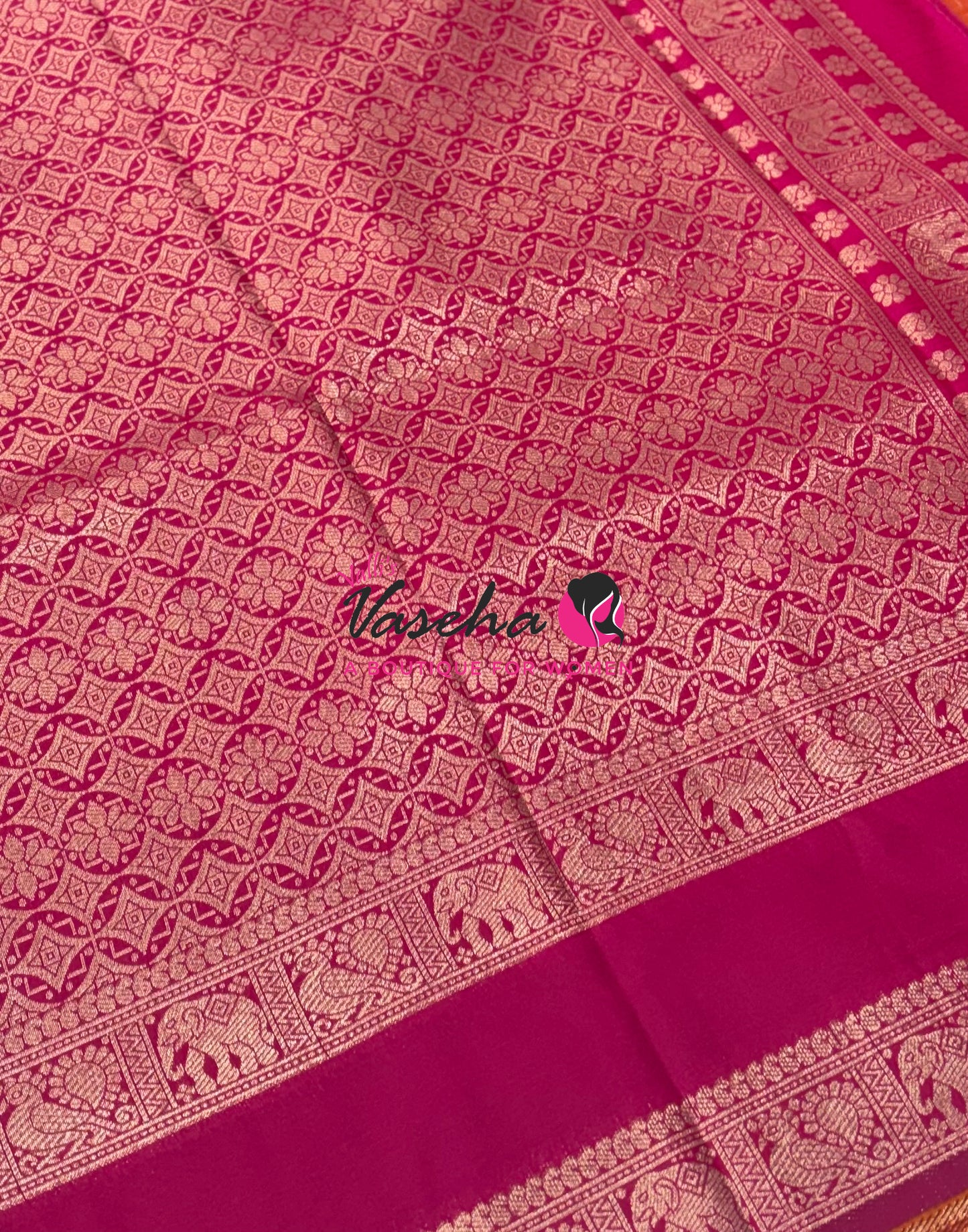 Semi Soft Silk -  Peachish Orange With Pink - VVSSS036