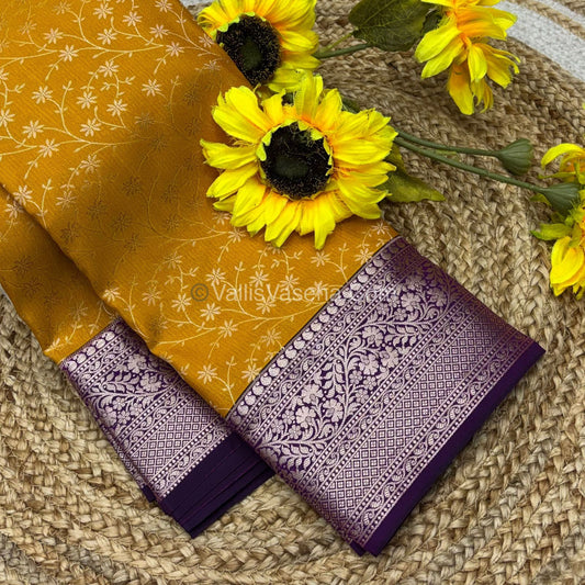 Semi Bridal Kanchipuram Silk - Yellow  With Purple Shade  - VVSBK001