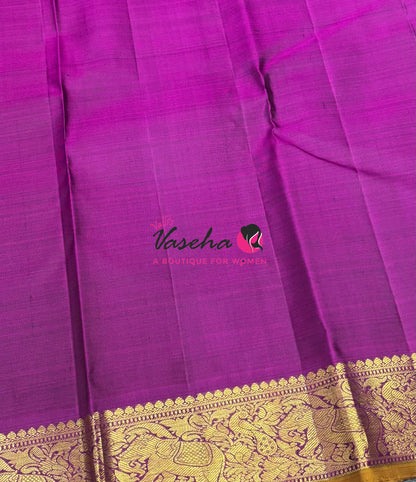 Pure Kanchipuram Silk Saree - Green & Purplish Pink Combo - VVPS025