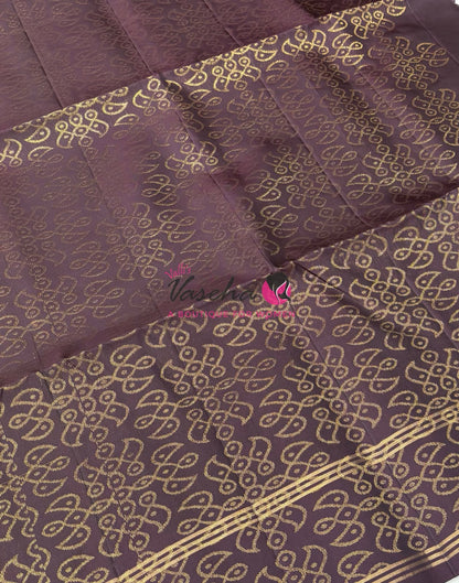 Half Mixed Soft Silk Saree - Kolam Design - Green & Brown  Shade - VVPSS077