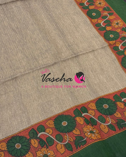 Handloom Cotton Sarees with Kalamkari Blouse - VVKCK004