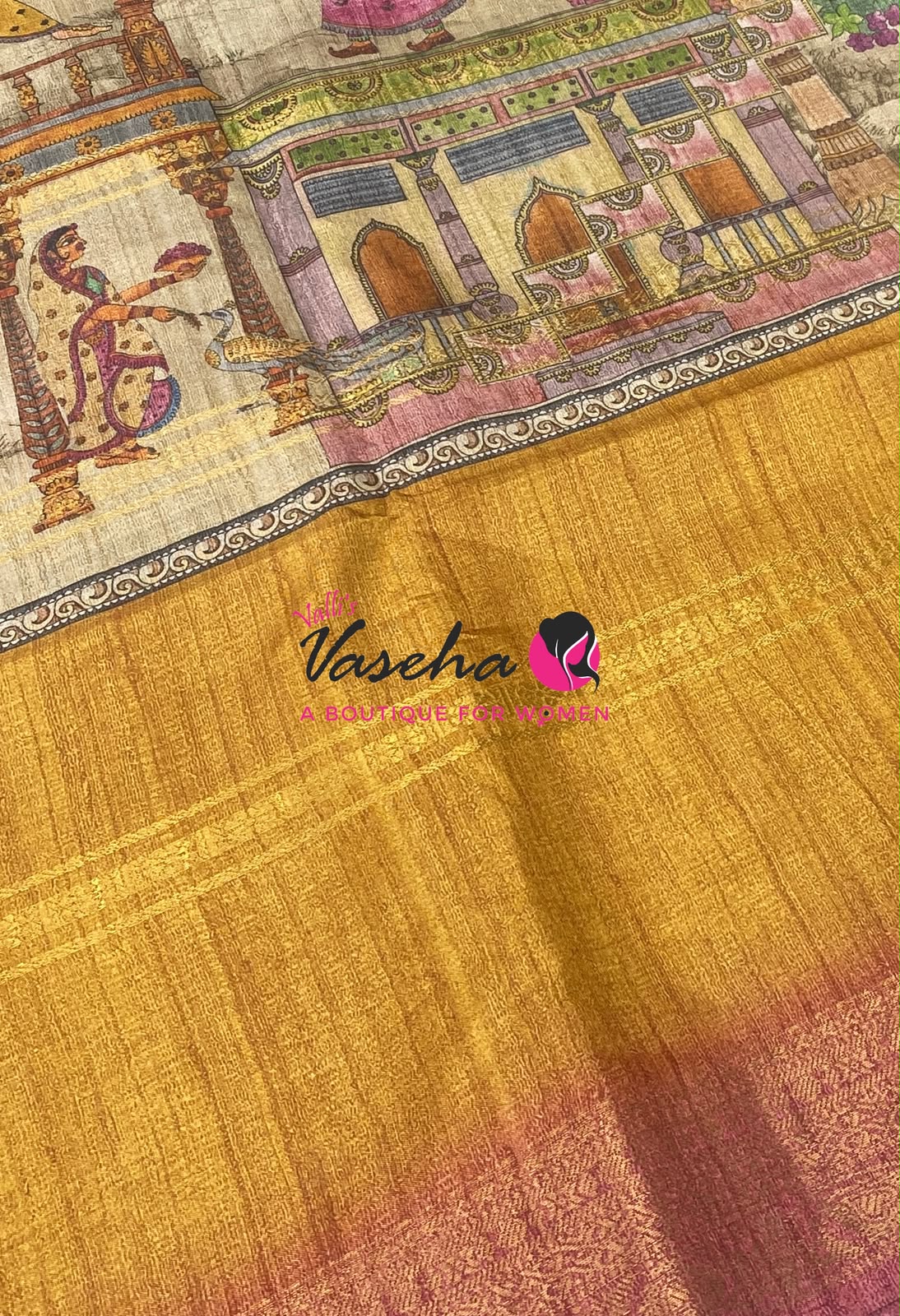 Semi Art Silk Saree - Mustard Yellow & Peach Shade - VVSAT002
