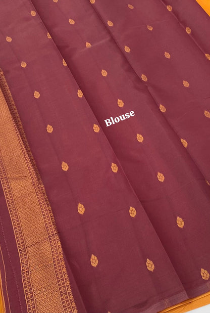 Kanchi Semi Silk - Yellow with Merun - VVKSS002