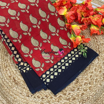 Pure Soft Mul Mul Cotton Sarees - Hand Block Prints - VVMMC011