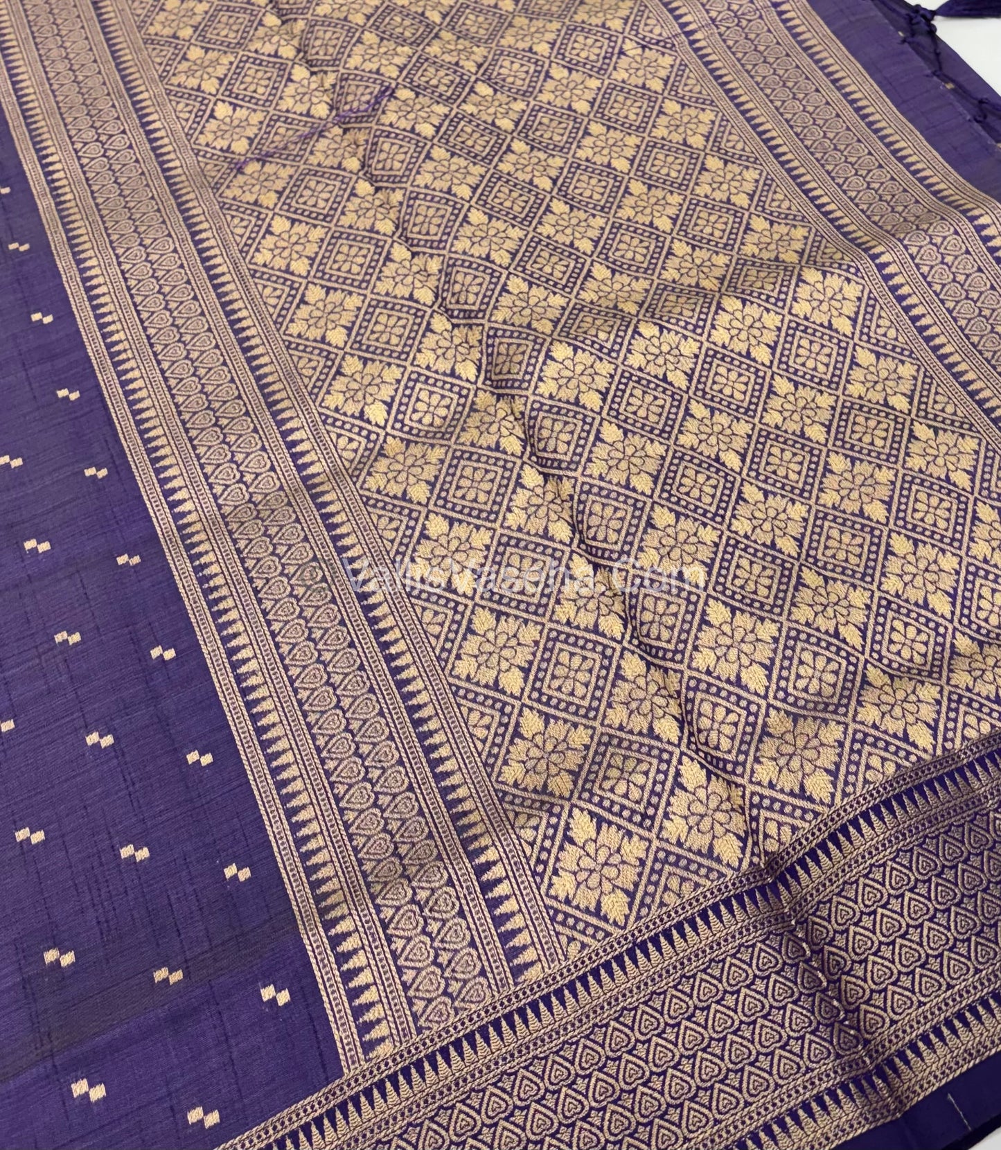 Semi Tussar Silk - Grand Pallu  - Purple Shade - VVSTS020