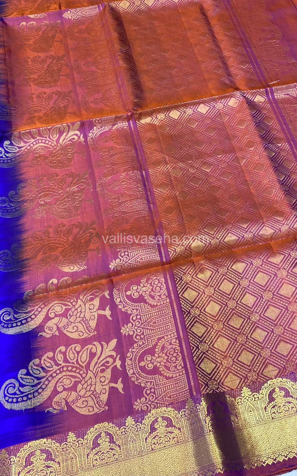 Pure Soft Silk Saree - Blue With Purplish Pink Combo - VVPSS015