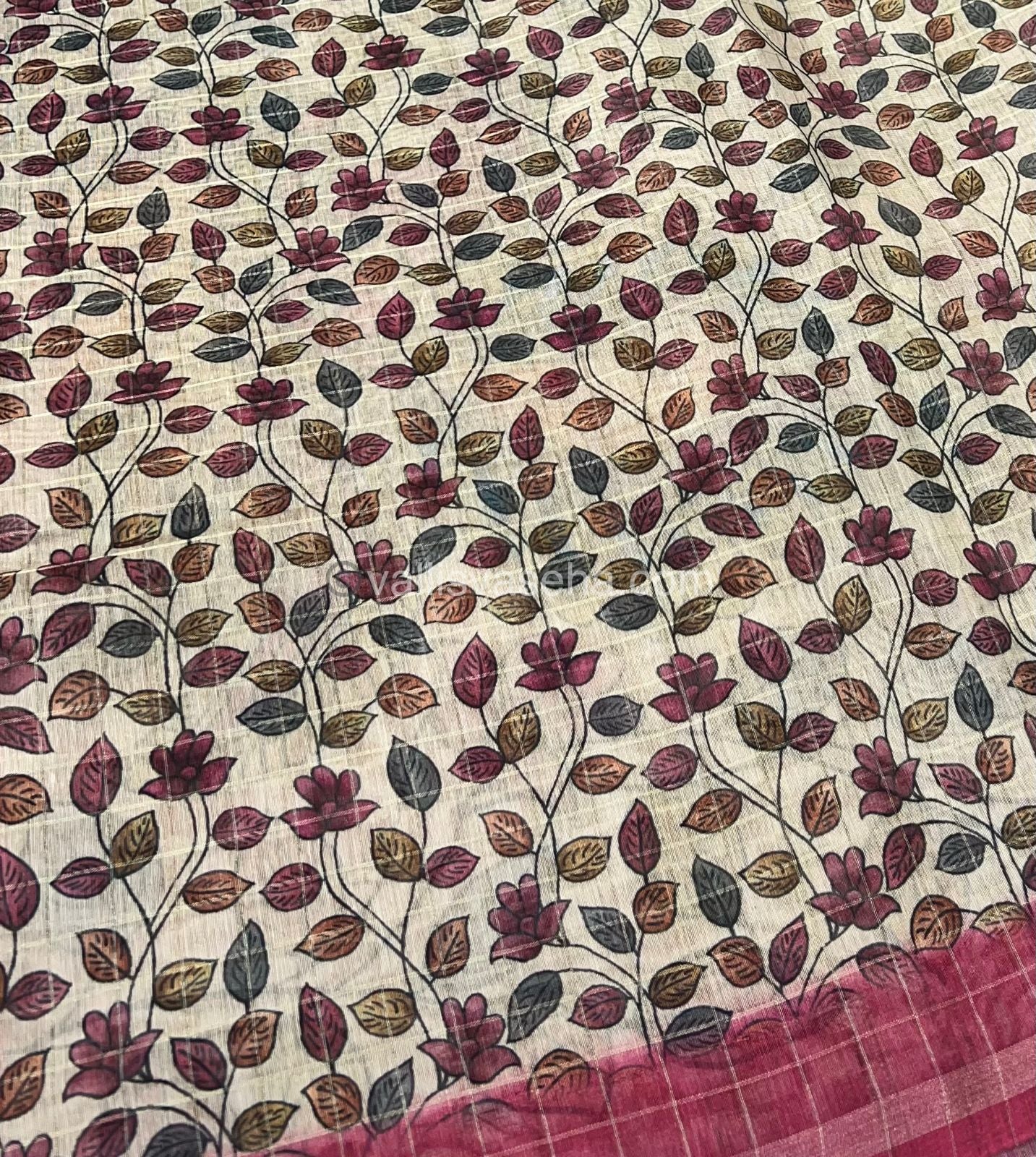 Semi Chanderi Saree - checks pattern - VVSCS002