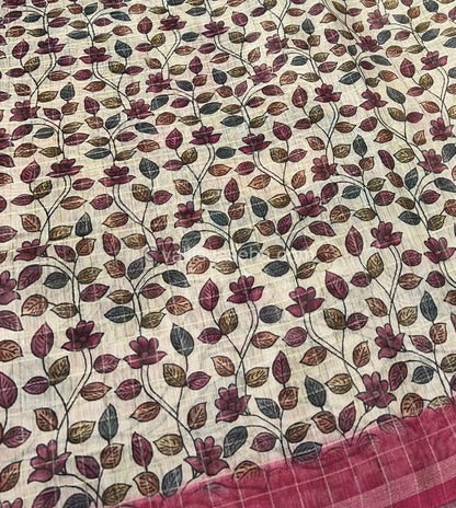 Semi Chanderi Saree - checks pattern - VVSCS002