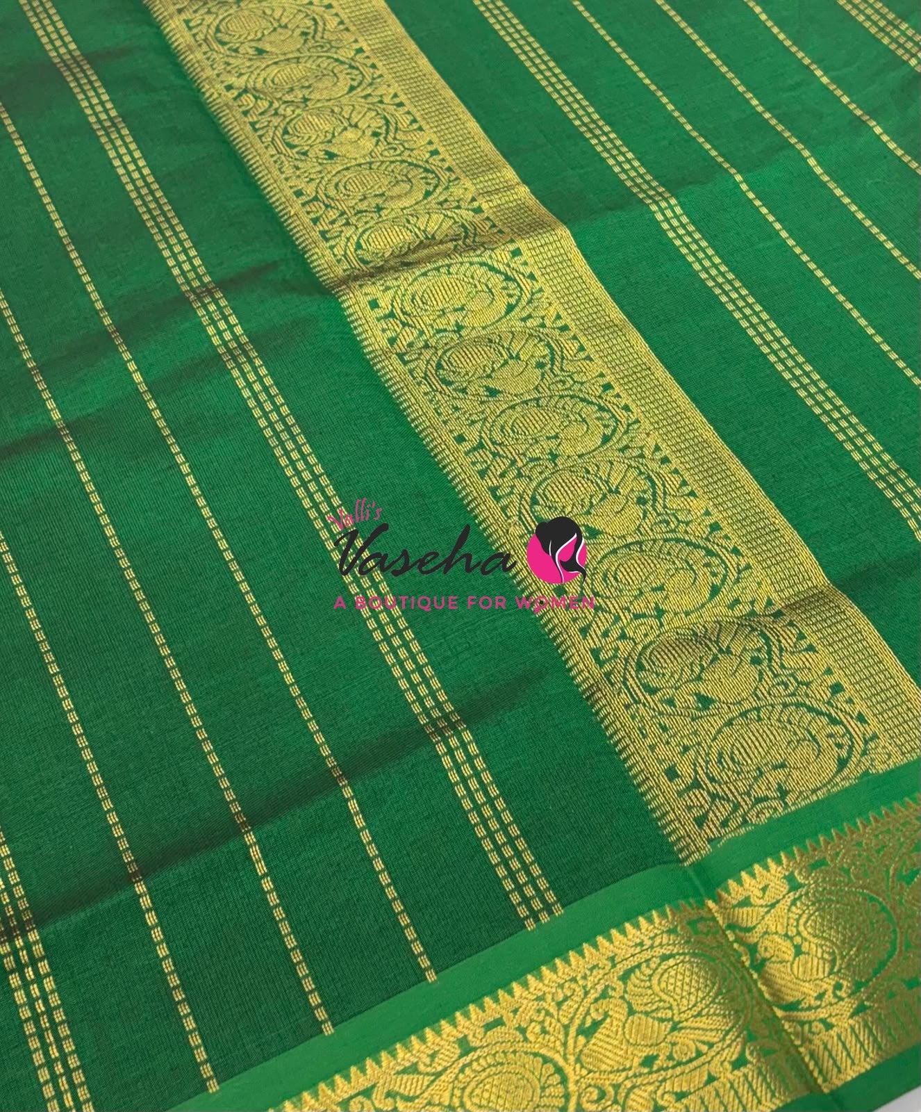 Semi Silk Cotton Saree - Small Round with Zari Butta  -  VVSSC014