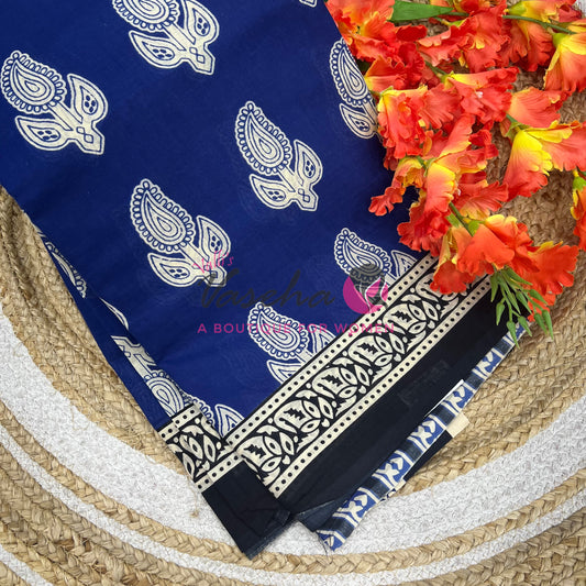 Pure Soft Mul Mul Cotton Sarees - Hand Block Prints - VVMMC010