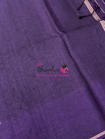 Semi Tussar Silk Saree | Violet  Shade |VVSTS049