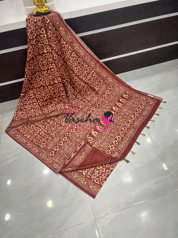 Art Tussar / Art Silk - Maroon Shade - VVATS005