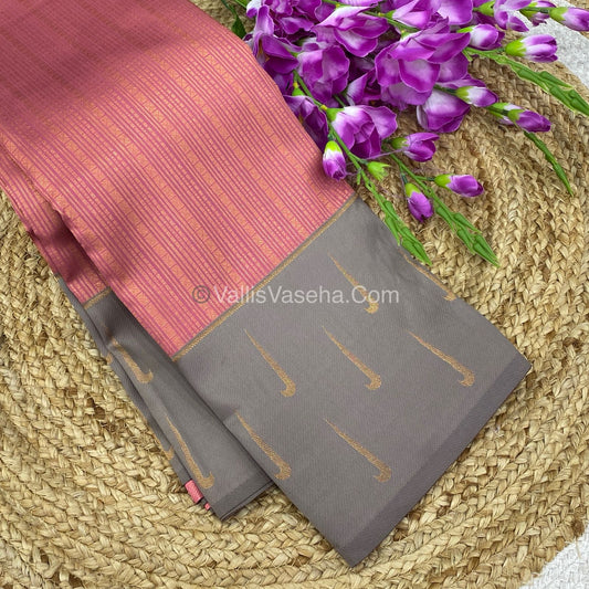 Kanchi Semi Silk - Pink with  Grey VVKSS001