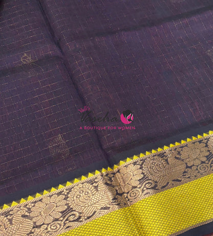 Pure Silk Cotton Saree - Maroon  & Black Shade - VVPSC014