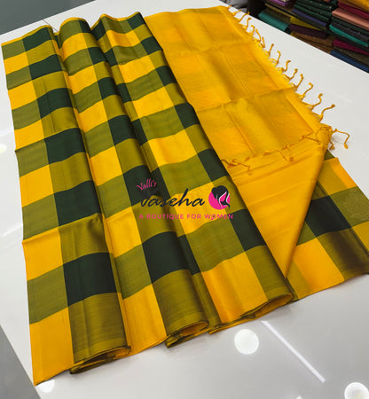 Half Mix - Pure Soft Silk Saree - Pazhum Pazhamum Checks - VVPSS157