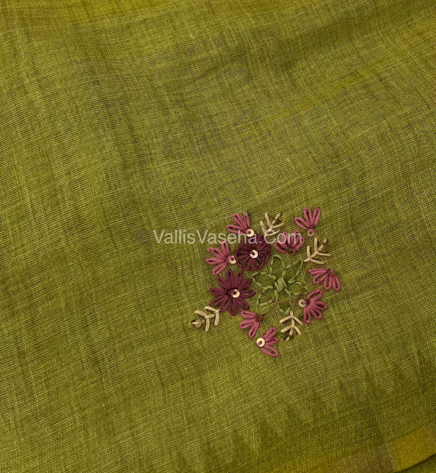 French Knot - Tissue Saree - Green Shade - VVLFN010