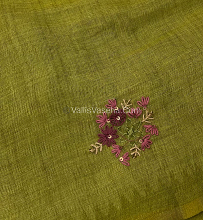 French Knot - Tissue Saree - Green Shade - VVLFN010
