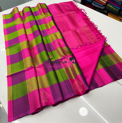 Half Mix - Pure Soft Silk Saree - Pazhum Pazhamum Checks - VVPSS103