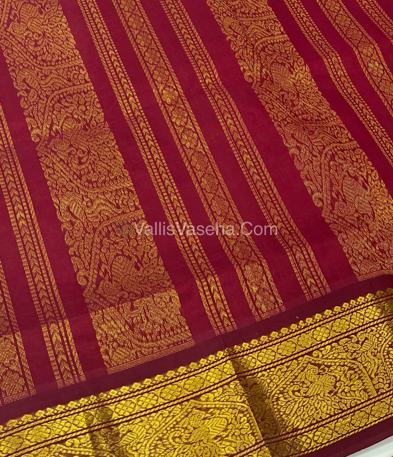 Pure Korvai Silk Cotton - Lavender & Maroon - VVKSC025