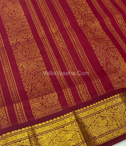 Pure Korvai Silk Cotton - Lavender & Maroon - VVKSC025