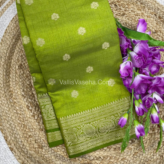 Semi Tussar Silk Saree | Mehandi Green shade |VVSTS044