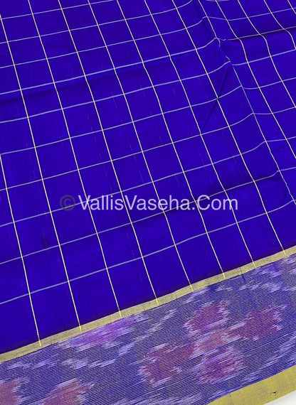 Semi Silk Cotton Saree - Blue & Yellow - VVSSC001