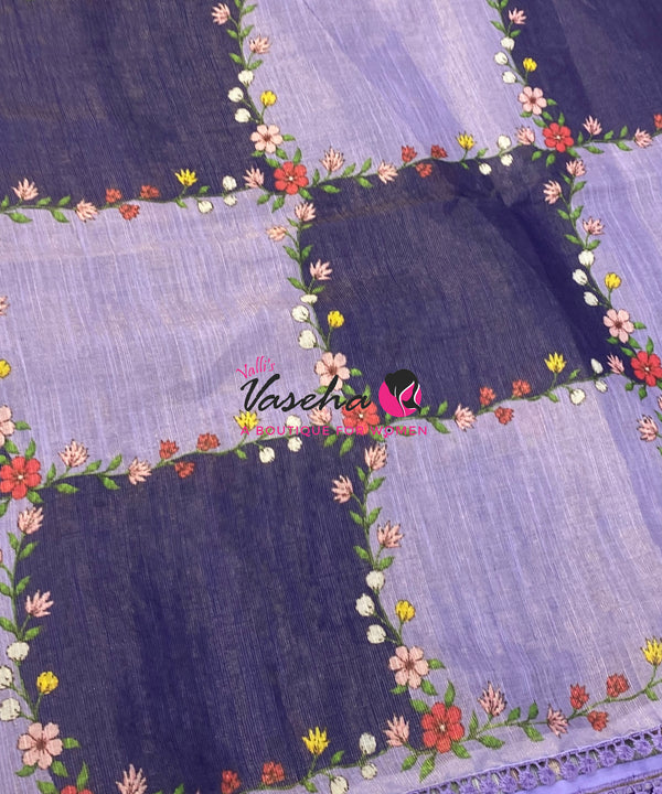 Linen Tissue Saree -  Light & Dark Combo - Dark Purple Shade - VVLTS005
