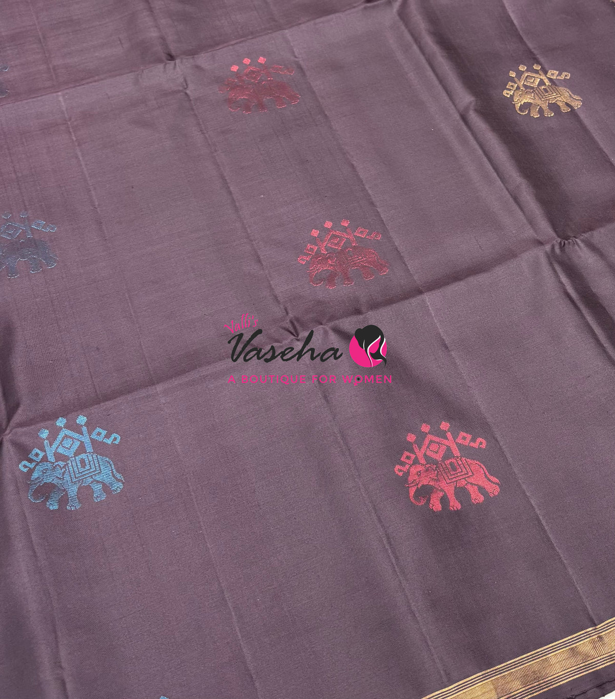 Pure Soft Silk Saree  - Treble Zari Weaving Butta - Brown Shade - VVPSS125