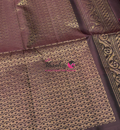 Half Mixed  Soft Silk Saree - Rust Orange & Wine Brown - VVPSS077