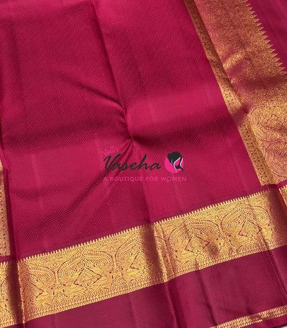 Pure Vintage Korvai Kanchipuram Silk Saree - Green With Maroon - VVPS102