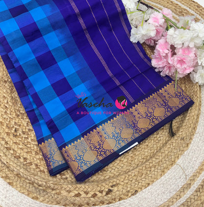 Semi Silk Cotton Saree |  Pazhum Pazhamum Checks Design |VVSSC018