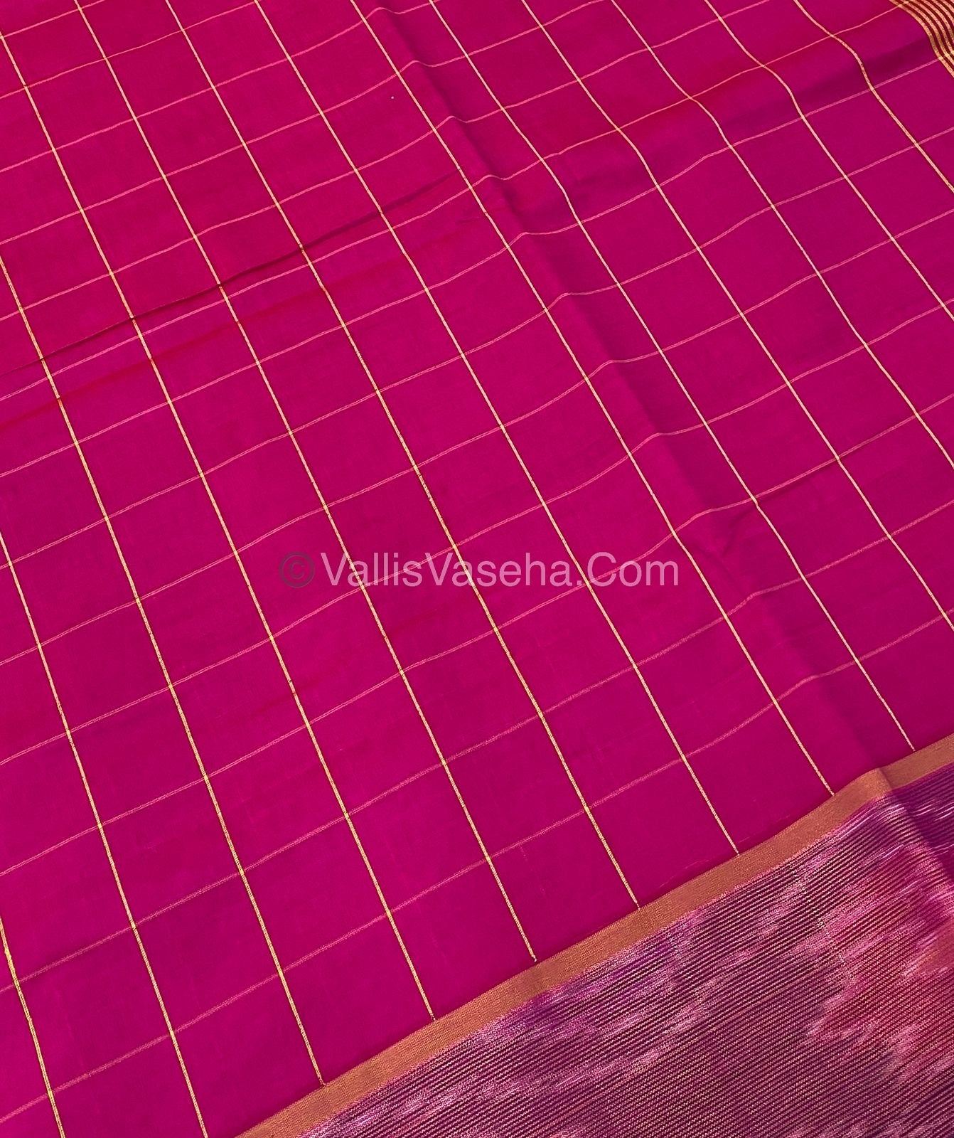 Semi Silk Cotton Saree - Pink & Yellow - VVSSC001